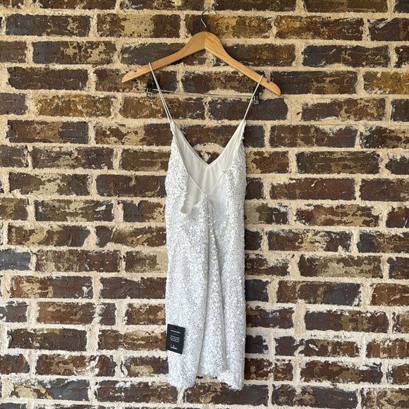 NWT Lulus Force Of Fashion White Sequin Backless Mini Dress XS - Picture 5 of 9